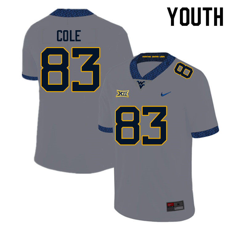 NCAA Youth C.J. Cole West Virginia Mountaineers Gray #83 Nike Stitched Football College Authentic Jersey KF23C23YH